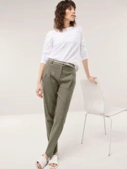 Bundfaltenhose aus Leinenmix