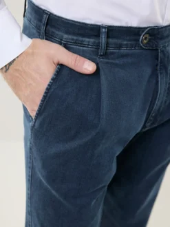 Extraglatt Flex-Bundfaltenjeans