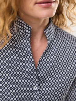 Extraglatt Stehkragen Bluse V-Auss