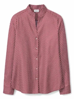 Extraglatt Stehkragen Bluse V-Auss