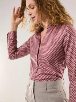 Extraglatt Stehkragen Bluse V-Auss