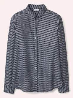 Extraglatt Stehkragen Bluse V-Auss