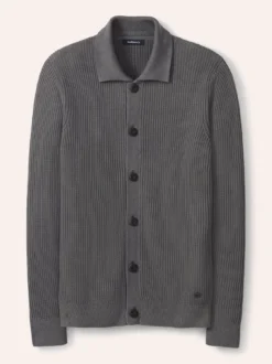 Gerippter Polo-Cardigan