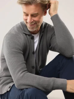 Gerippter Polo-Cardigan