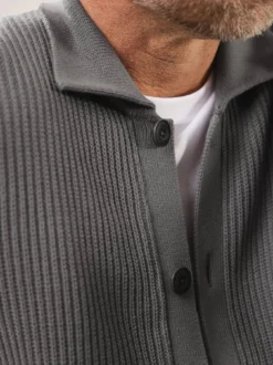 Gerippter Polo-Cardigan