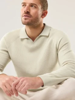 Gerippter Polopullover