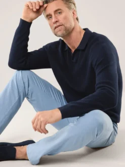Gerippter Polopullover