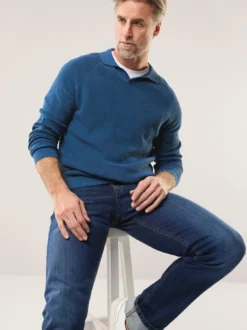 Gerippter Polopullover