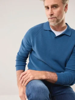 Gerippter Polopullover