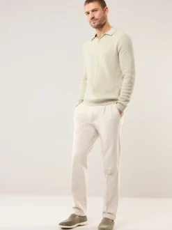 Gerippter Polopullover
