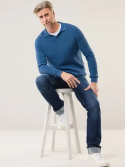 Gerippter Polopullover