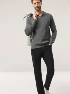 Gerippter Polopullover