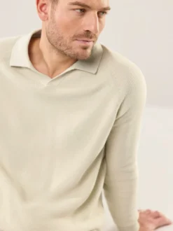 Gerippter Polopullover