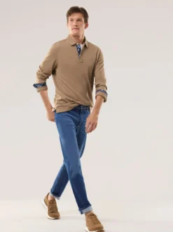Jacquard Langarmpolo