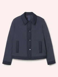 Kurze Steppjacke mit Materialmix