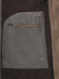 Lederblouson mit Kunstfell