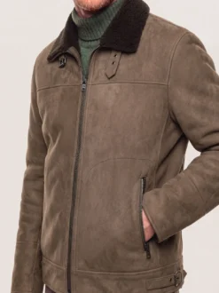 Lederblouson mit Kunstfell