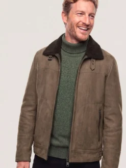 Lederblouson mit Kunstfell