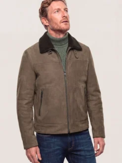 Lederblouson mit Kunstfell
