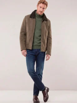 Lederblouson mit Kunstfell