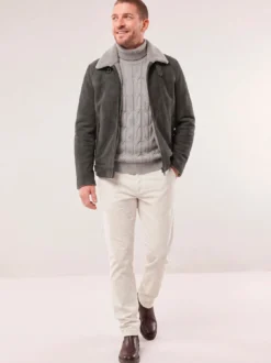 Lederblouson mit Kunstfell