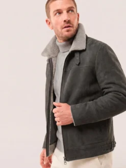 Lederblouson mit Kunstfell