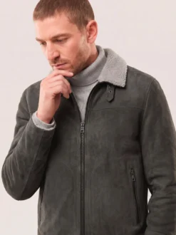 Lederblouson mit Kunstfell