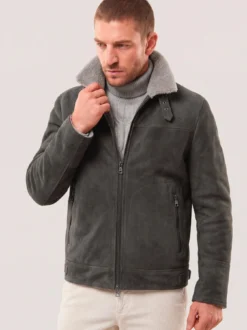 Lederblouson mit Kunstfell