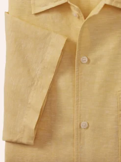 Leinen-Mix Revers-Kragen-Hemd