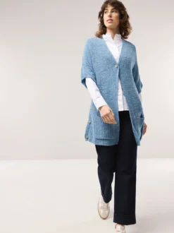 Longstrickweste mit Kimonoärmeln