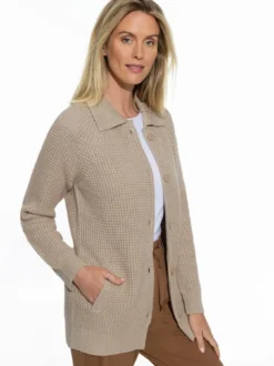 Merino-Strickjacke Waffelstruktur
