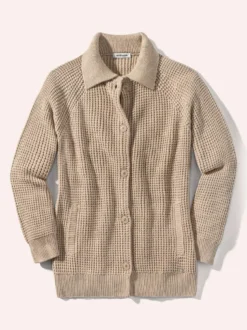 Merino-Strickjacke Waffelstruktur