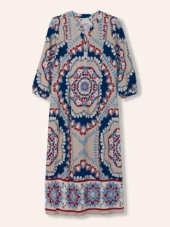 Midi Viskosekleid mit Bordüre