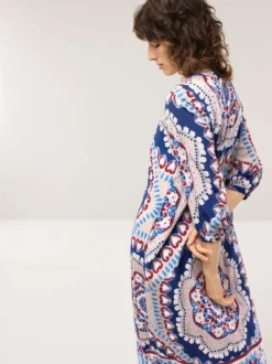 Midi Viskosekleid mit Bordüre
