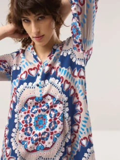 Midi Viskosekleid mit Bordüre