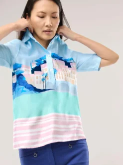 Polo Bluse aus Viskose