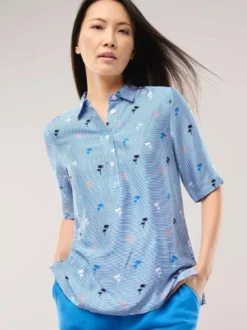 Polo Bluse aus Viskose