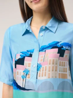 Polo Bluse aus Viskose