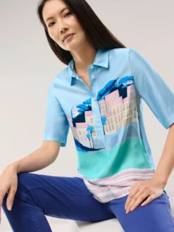 Polo Bluse aus Viskose