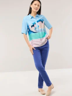 Polo Bluse aus Viskose