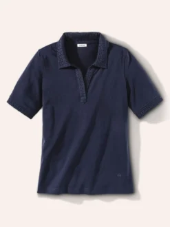 Poloshirt Lochstickerei