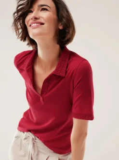 Poloshirt Lochstickerei