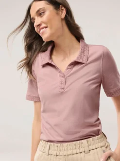 Poloshirt Lochstickerei