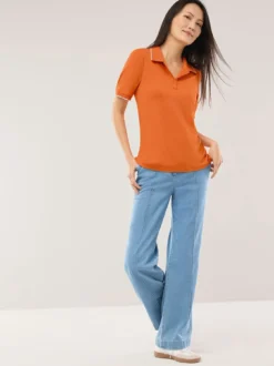 Poloshirt Wellenkante