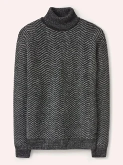 Rollkragenpullover mit Fischgratm.