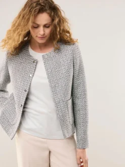 Rundhalsblazer mit Pailletten