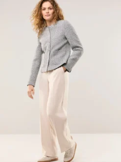 Rundhalsblazer mit Pailletten