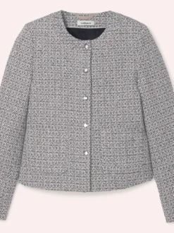 Rundhalsblazer mit Pailletten