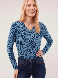 Shirt aus Viskose mit Animalprint