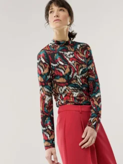 Stehbundshirt Moiree Blume